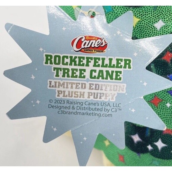 Raising Canes Rockefeller Tree Plush Puppy Dog Stuffed Animal Christmas 2023 NWT - Picture 4 of 5